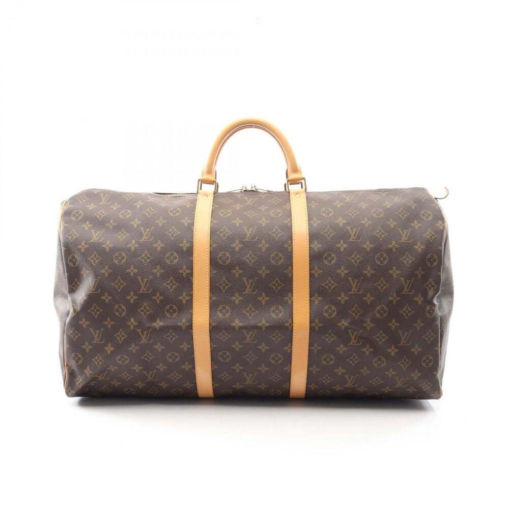LOUIS VUITTON Authentic Brown Monogram Leather Keepall 60 Boston Bag - Picture 1 of 10